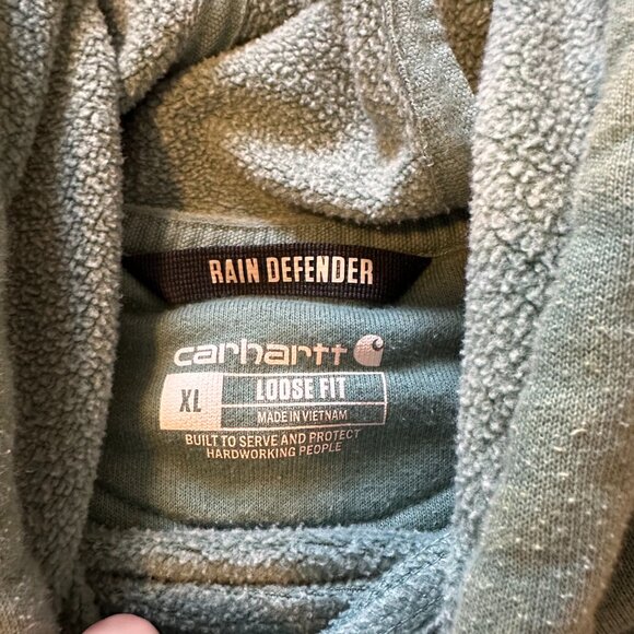 Carhartt Hoodie Sweatshirt Mens XL Green Loose Fit Distressed Long Sleeve - Picture 3 of 9